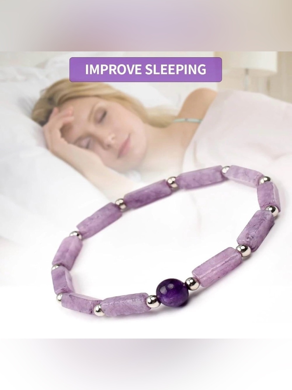 Beaded Kunzite Amethyst Bracelet for Spiritual Healing Handmade Natural Crystal